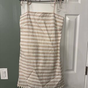 J. Crew Beige and White Striped Dress